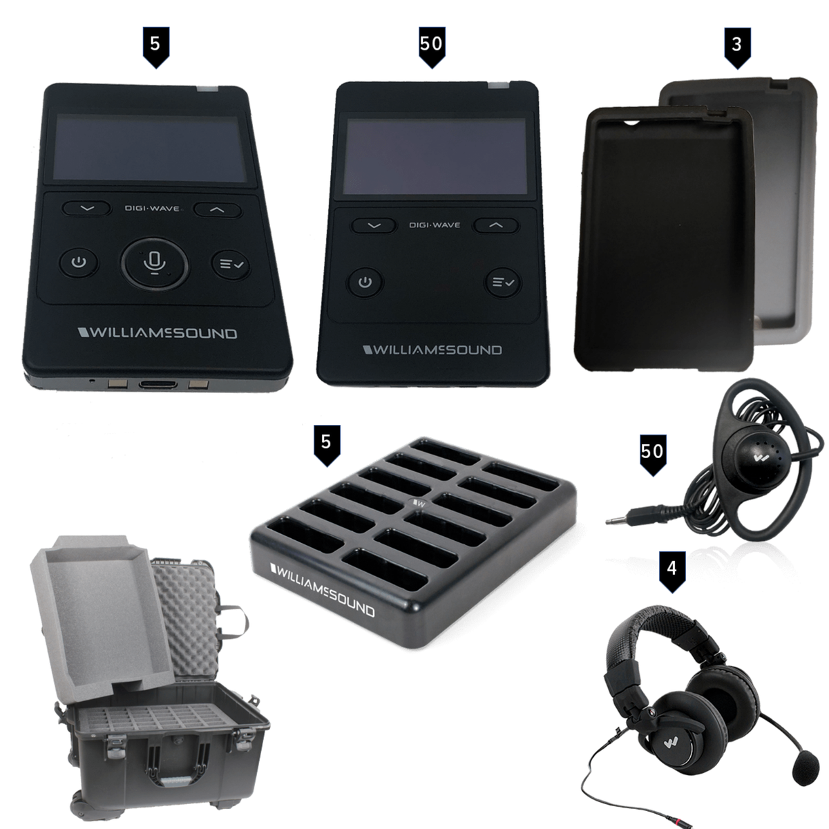 Williams AV 50-Person Portable Digi-Wave Interpretation System (Rechargeable)