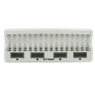 16-Bay LCD Fast Battery Charger